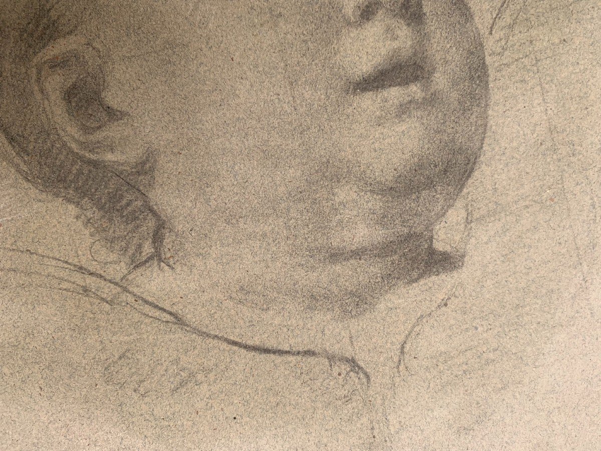 Academic Sketch Of The Head Of A Cherub.-photo-5