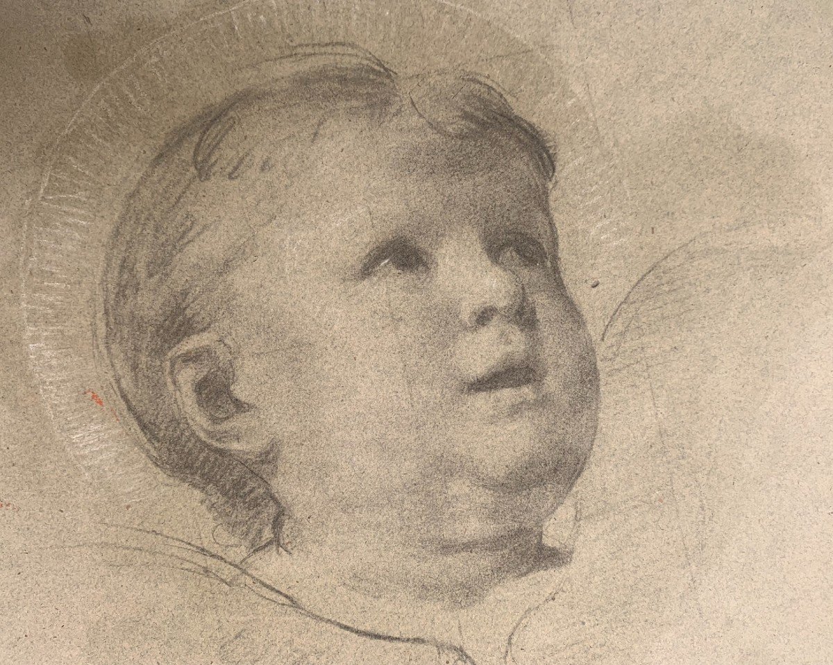 Academic Sketch Of The Head Of A Cherub.