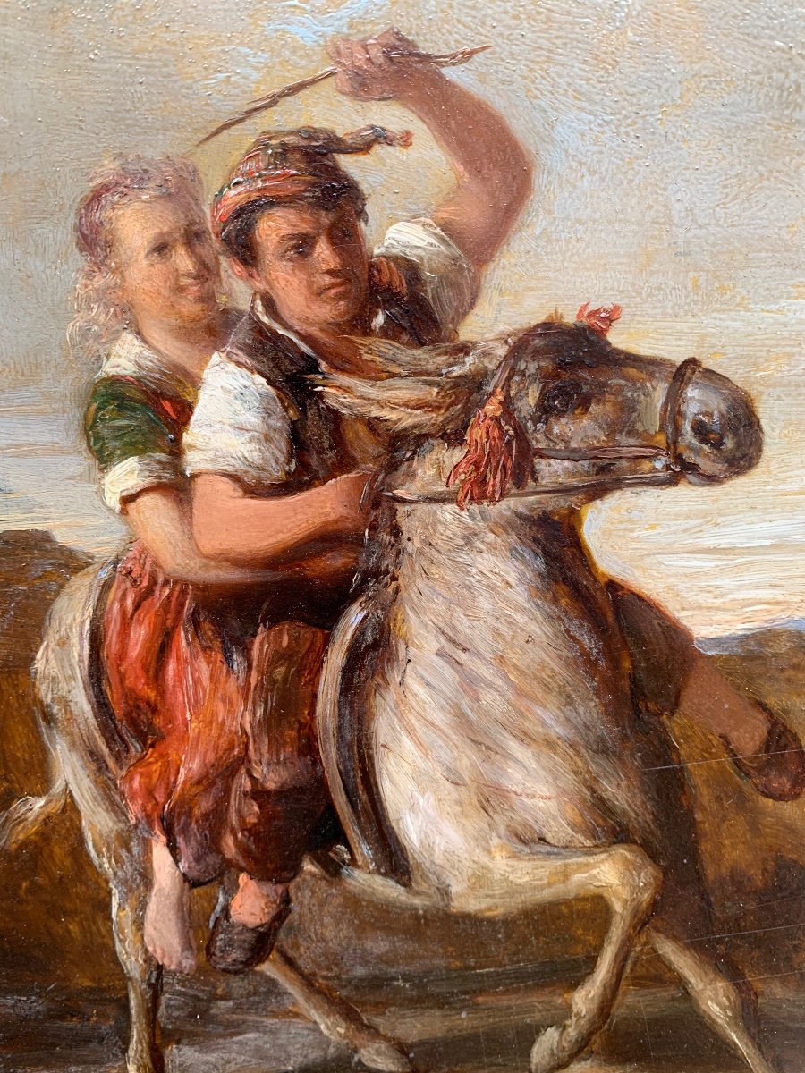 Les Fugueurs, Ou Garçon Suisse Sur Un âne. Attribué à Joseph Hornung.-photo-6