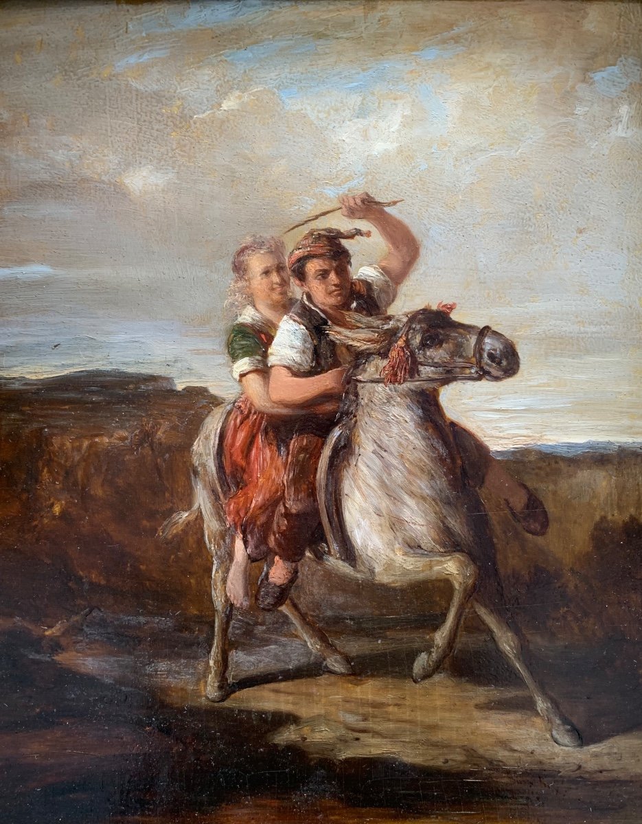 Les Fugueurs, Ou Garçon Suisse Sur Un âne. Attribué à Joseph Hornung.-photo-7