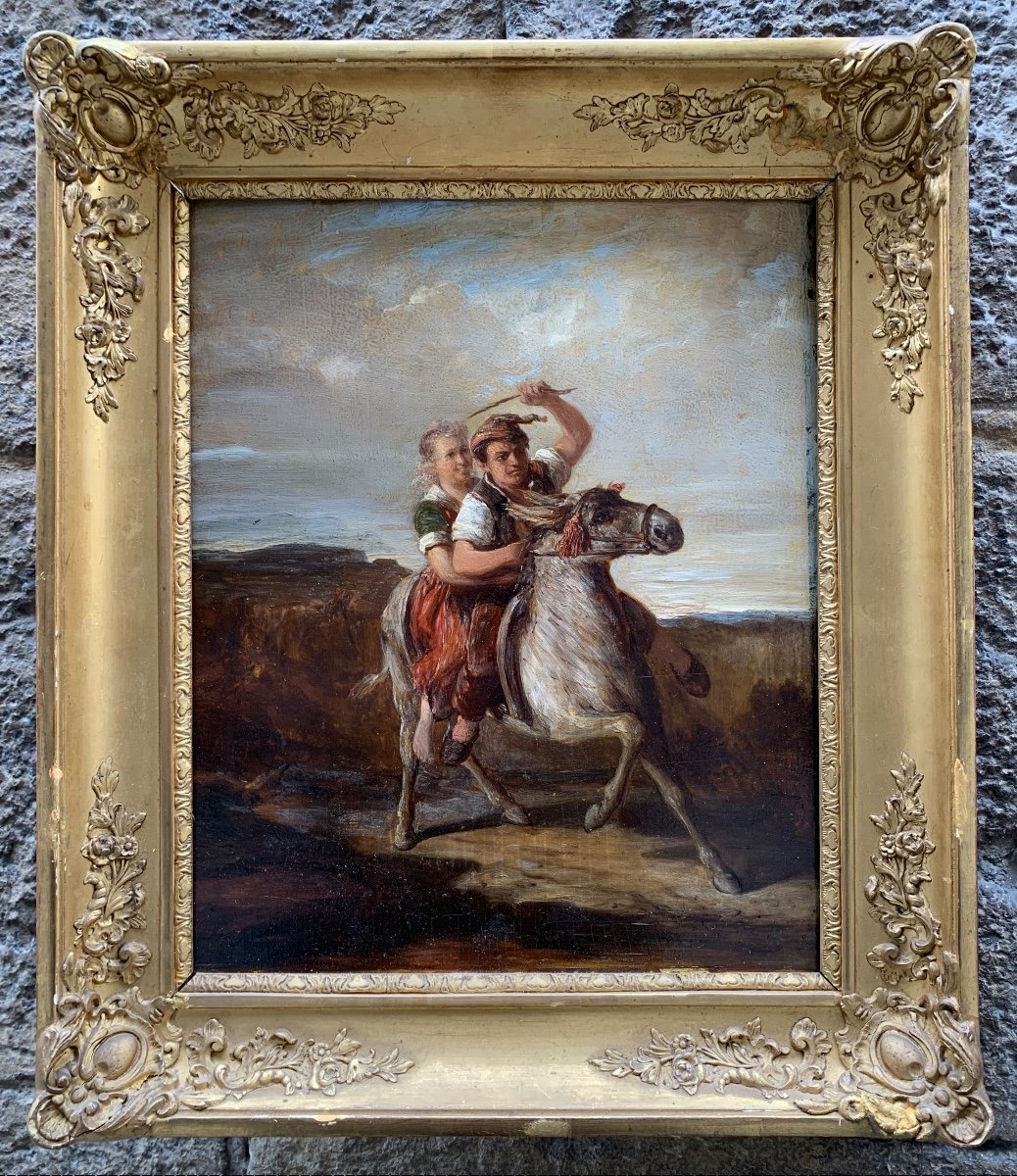 Les Fugueurs, Ou Garçon Suisse Sur Un âne. Attribué à Joseph Hornung.