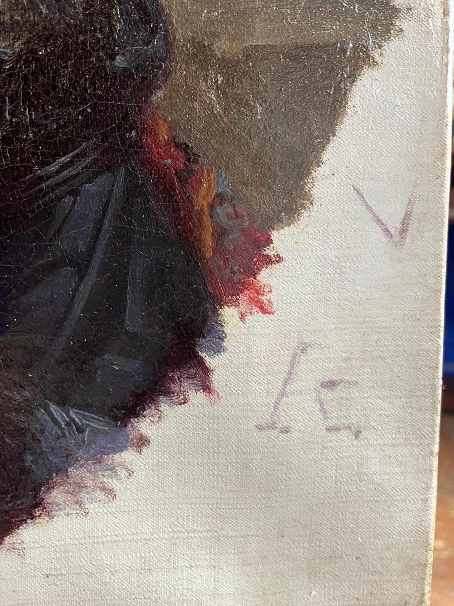 Portrait de dame à la fraise de dentelle et au châle rouge, époque Louis-Philippe  vers 1830-photo-4