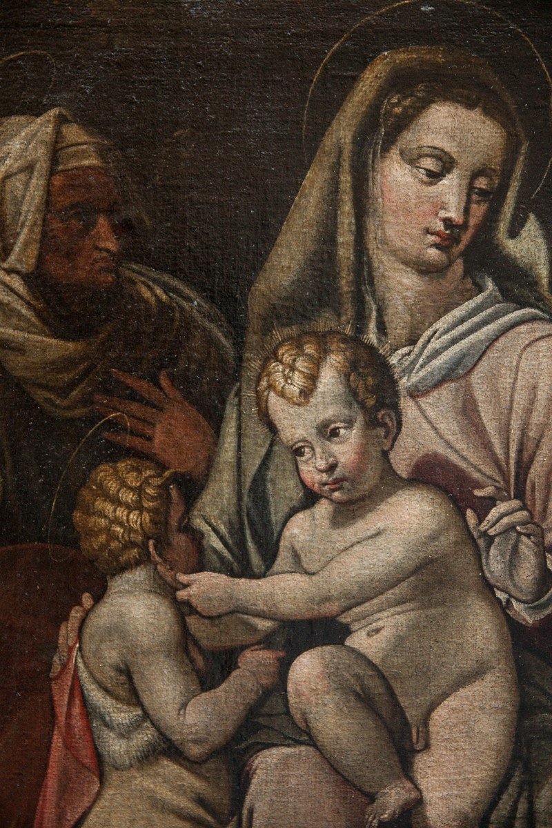 Famille Sacrée Avec Saint Joseph Et Sainte Anne Ecole Toscane. Vers 1600.-photo-2