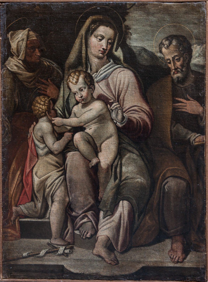 Famille Sacrée Avec Saint Joseph Et Sainte Anne Ecole Toscane. Vers 1600.