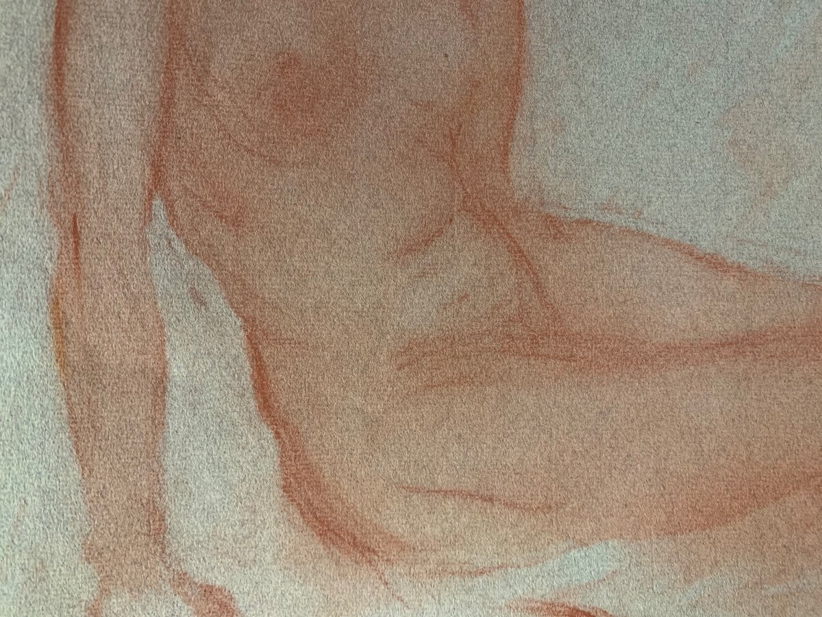 Etude d'Une Figure Féminine Nue. Dessin Sanguin Sur Papier. -photo-5