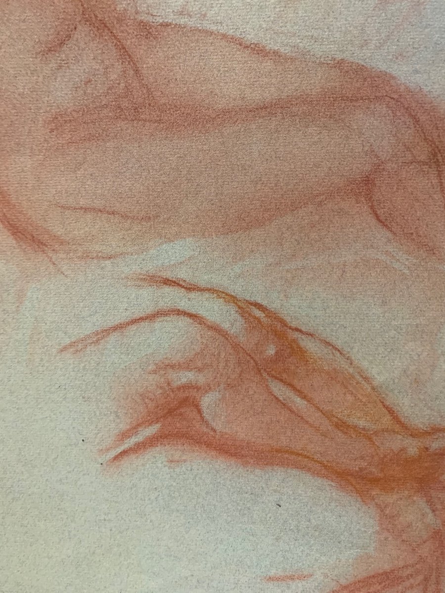 Etude d'Une Figure Féminine Nue. Dessin Sanguin Sur Papier. -photo-6