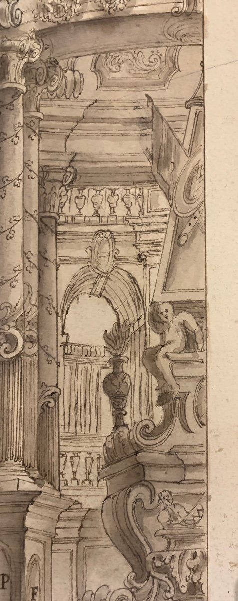 Theatrical Scenography, Mausoleum Scena Prima.   Entourage By Ferdinando Galli Bibbiena.-photo-4