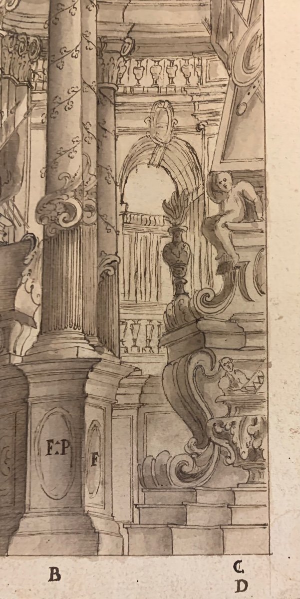 Theatrical Scenography, Mausoleum Scena Prima.   Entourage By Ferdinando Galli Bibbiena.-photo-2