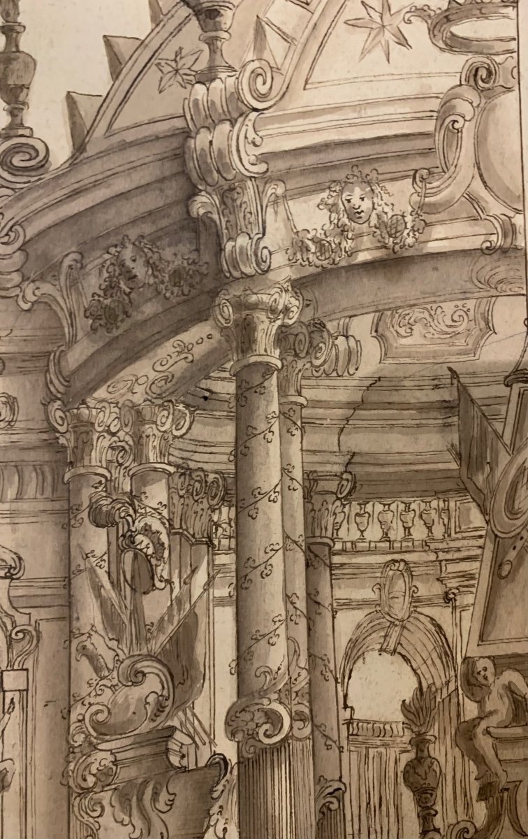 Theatrical Scenography, Mausoleum Scena Prima.   Entourage By Ferdinando Galli Bibbiena.-photo-4