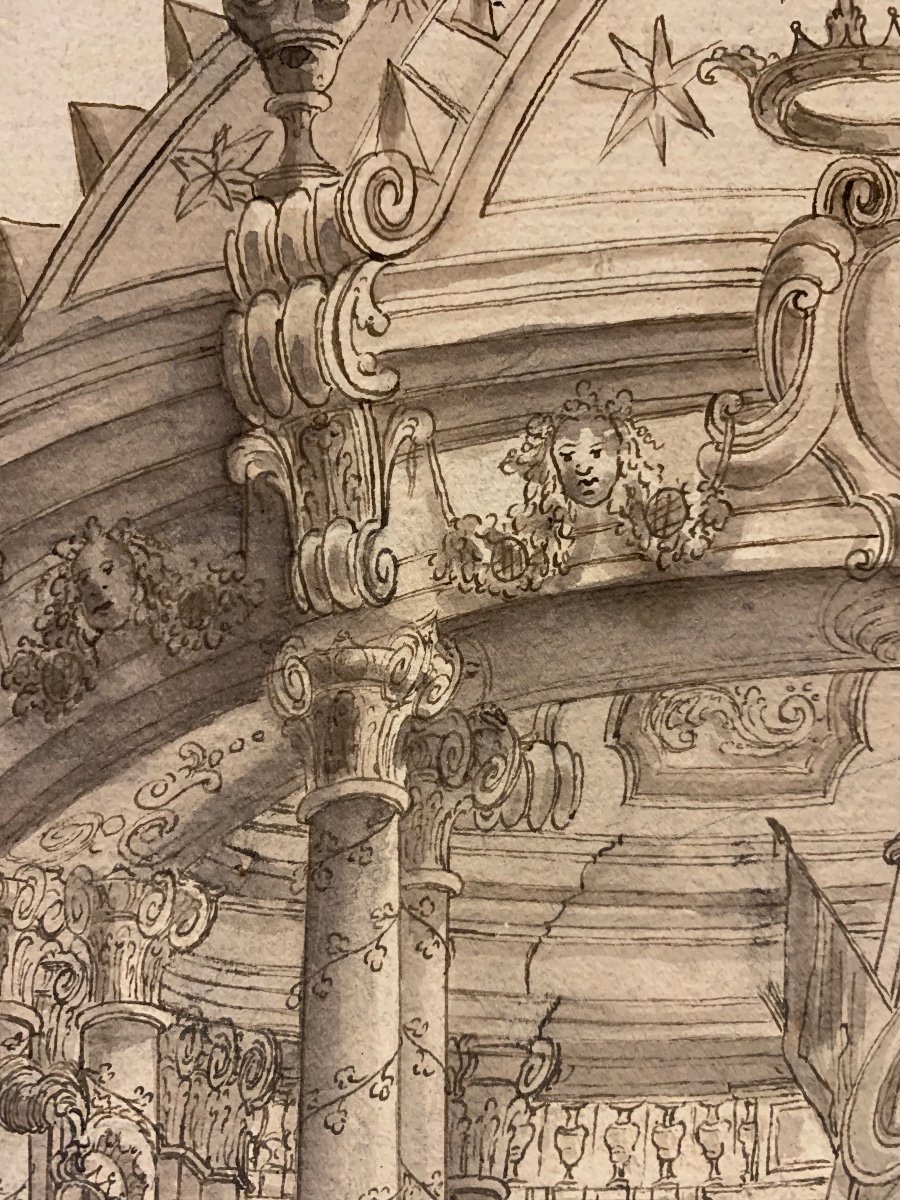Theatrical Scenography, Mausoleum Scena Prima.   Entourage By Ferdinando Galli Bibbiena.-photo-5