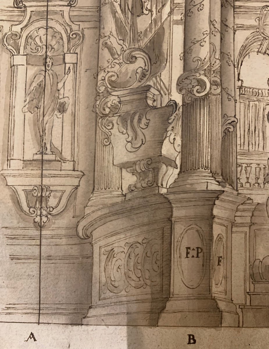 Theatrical Scenography, Mausoleum Scena Prima.   Entourage By Ferdinando Galli Bibbiena.-photo-7