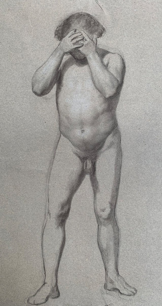 Etude Anatomique Préparatoire Pour La Figure d'Un Homme Avec Les Mains Sur Le Visage. XIXe
