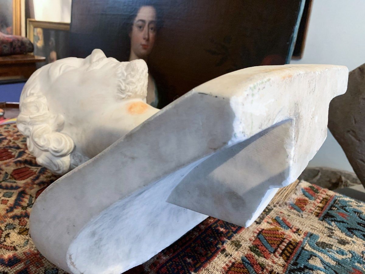 An Italian Carved White Marble Male Bust, 19th Century-photo-4