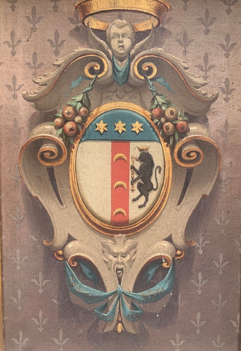 Tableau Avec Les Armoiries De La Famille Neri. Année 1891.-photo-2