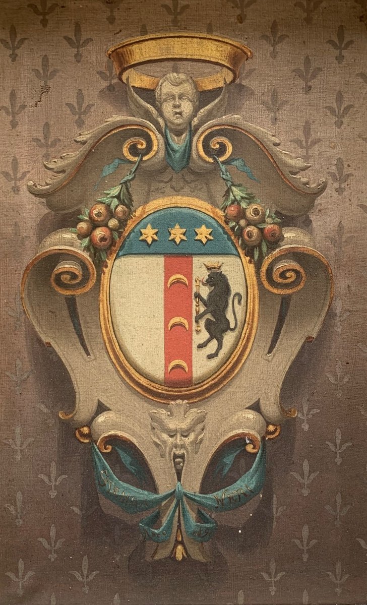 Tableau Avec Les Armoiries De La Famille Neri. Année 1891.-photo-7