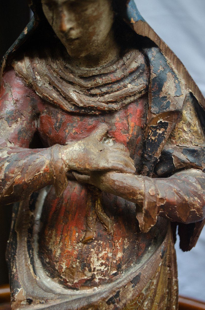 Sculpture Représentant Une Femme Priant Les Mains Jointes. 17e Siècle Ou Avant. -photo-4