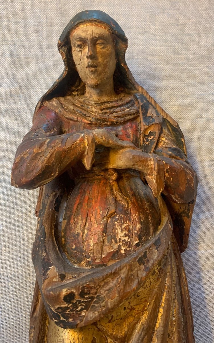 Sculpture Représentant Une Femme Priant Les Mains Jointes. 17e Siècle Ou Avant. -photo-5