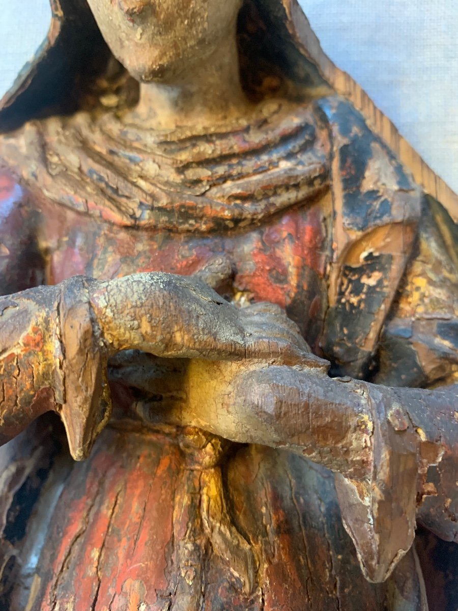 Sculpture Représentant Une Femme Priant Les Mains Jointes. 17e Siècle Ou Avant. -photo-6