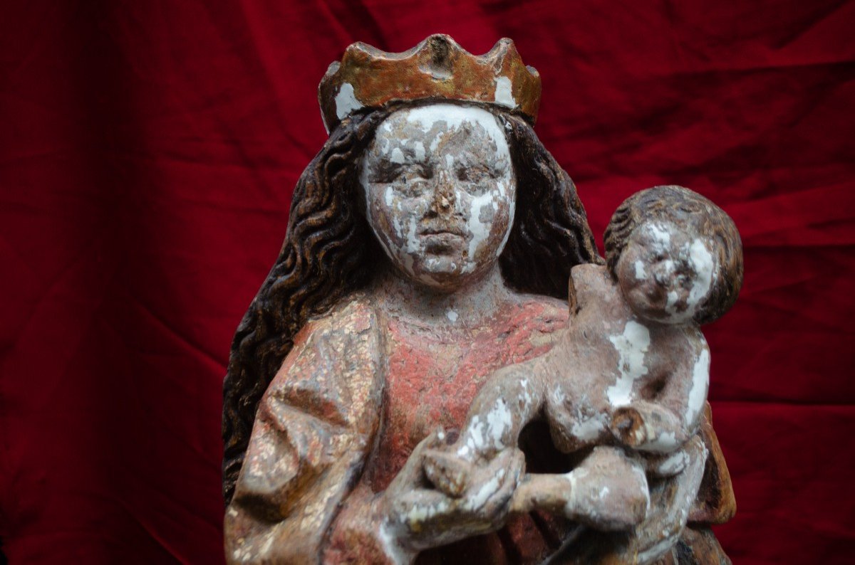 German Gothic. Polychrome Wooden Sculpture. Around 1500. To Be Restored. -photo-3
