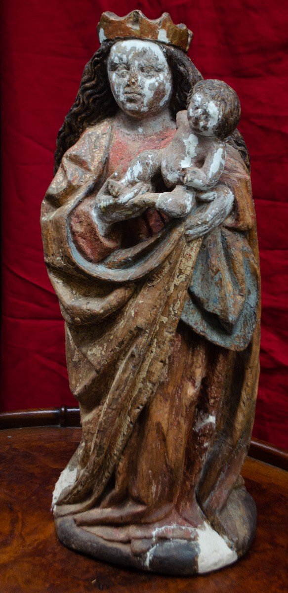 German Gothic. Polychrome Wooden Sculpture. Around 1500. To Be Restored. -photo-3