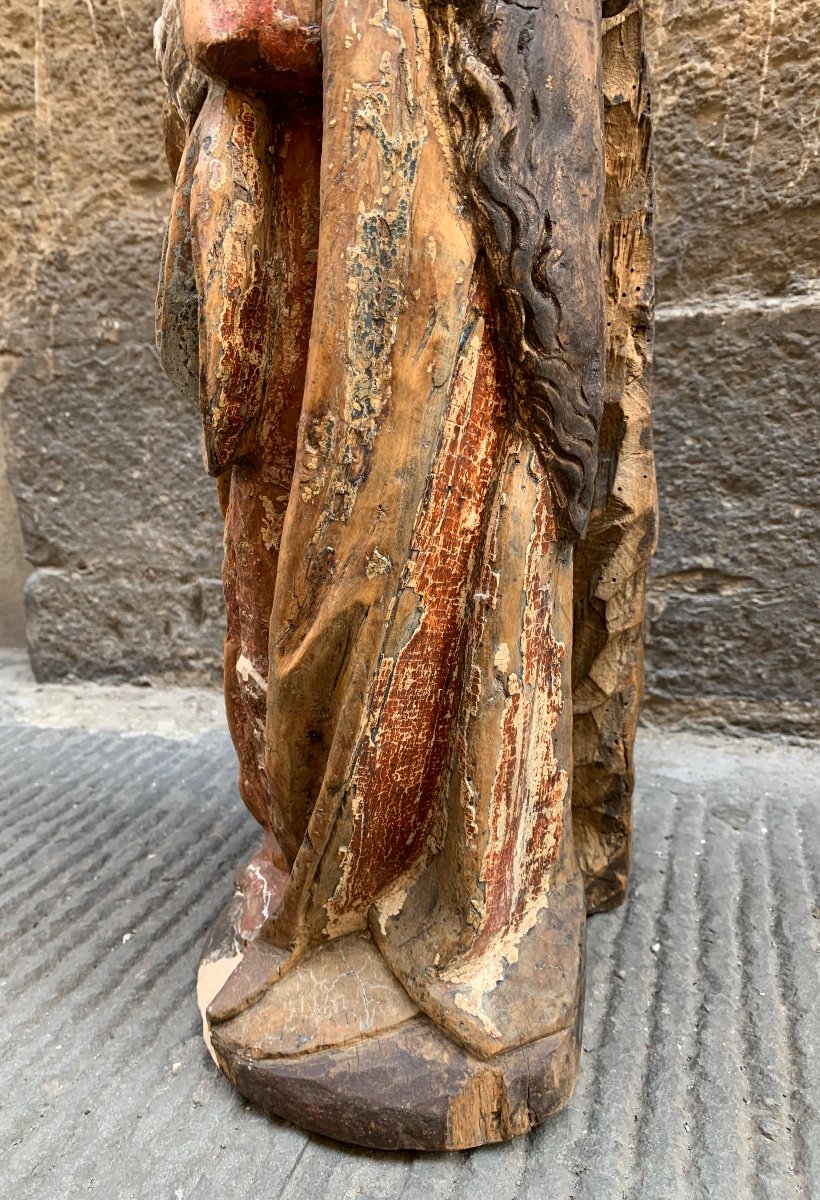 German Gothic. Polychrome Wooden Sculpture. Around 1500. To Be Restored. -photo-8