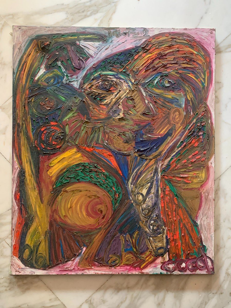 Cubist Portrait Woman.patrick Boudon. Art Informel. Ecole De Paris. 1970s.-photo-7