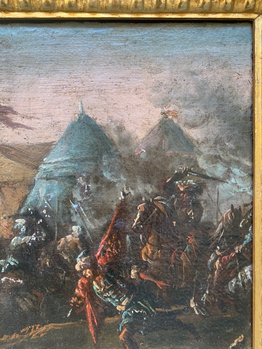 Military Camp Scene, With Tents And A Turk In A Turban Stealing The Banners.-photo-3