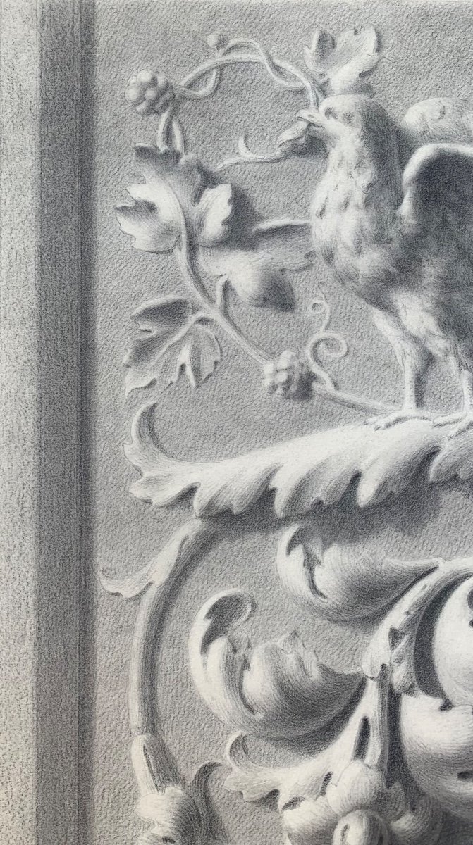 Academic Study Of A Plaster Frieze: Grotesques, Dragons, And Birds, 1864-photo-3