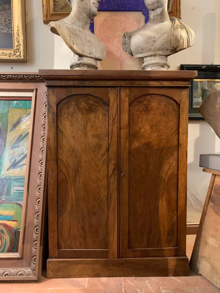 Drawer Archive Cabinet For Documents And Maps, 19th Century,walnut Veneered Wood With Scagliola-photo-4