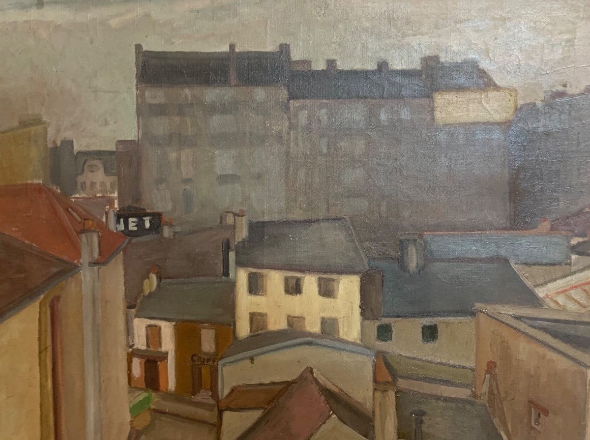 Urban Silence Among The Rooftops Of Paris, Circa 1920-1930, 100 X 81 Cm-photo-5