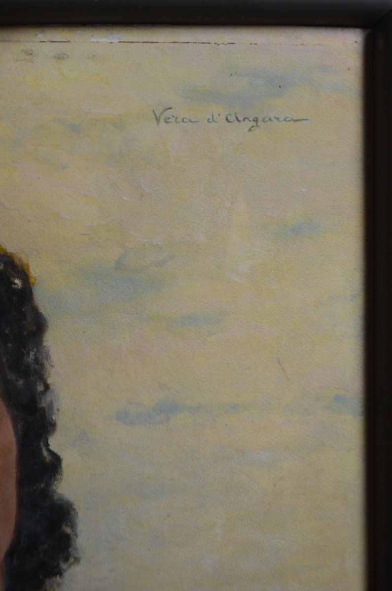 Portrait Of A Woman, 1940s-50s. Signed Vera D’angara, Italian-russian Actress.-photo-2