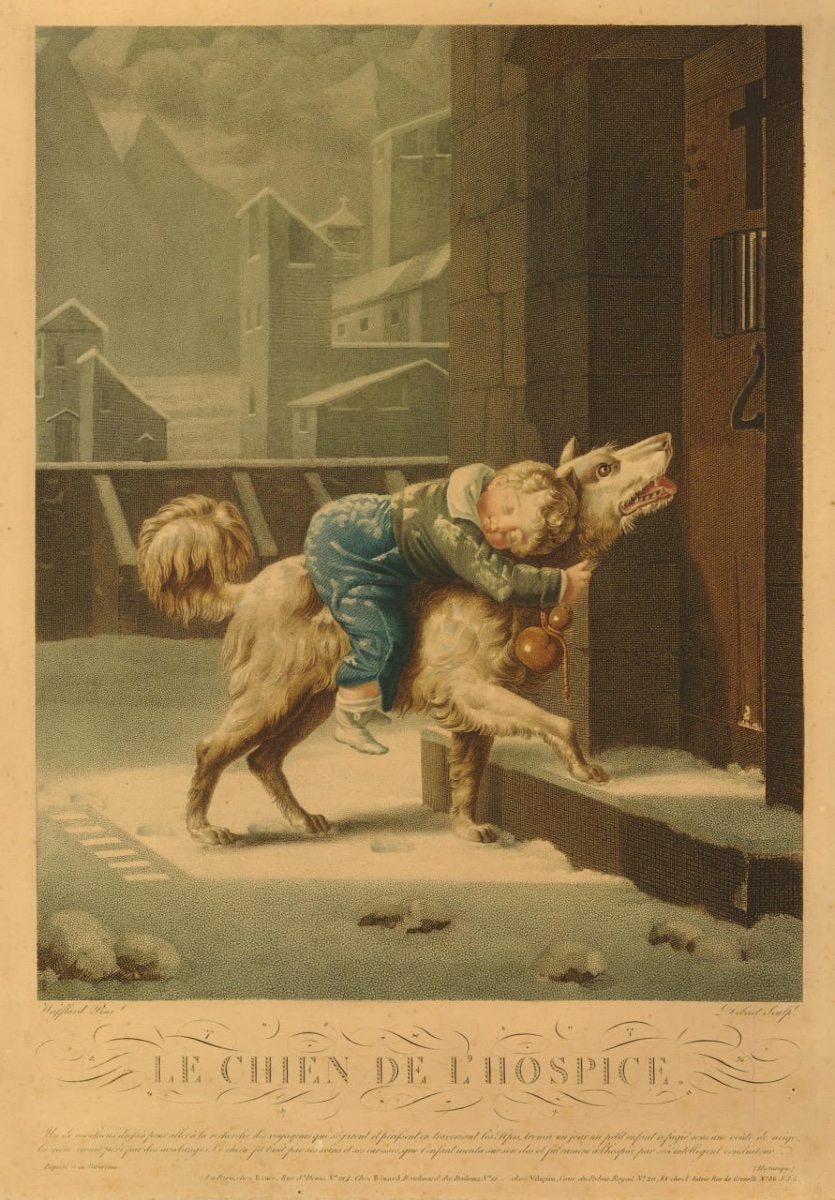 Saint Bernard Rescuing A Child In The Snow – Beaded Embroidery, 19th Century-photo-3
