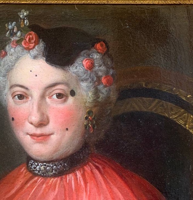 Dame En Costume De Carnaval, Masque, Mouches Et Tremblants . Ca 1730. Charles Coypel, Entourage-photo-3