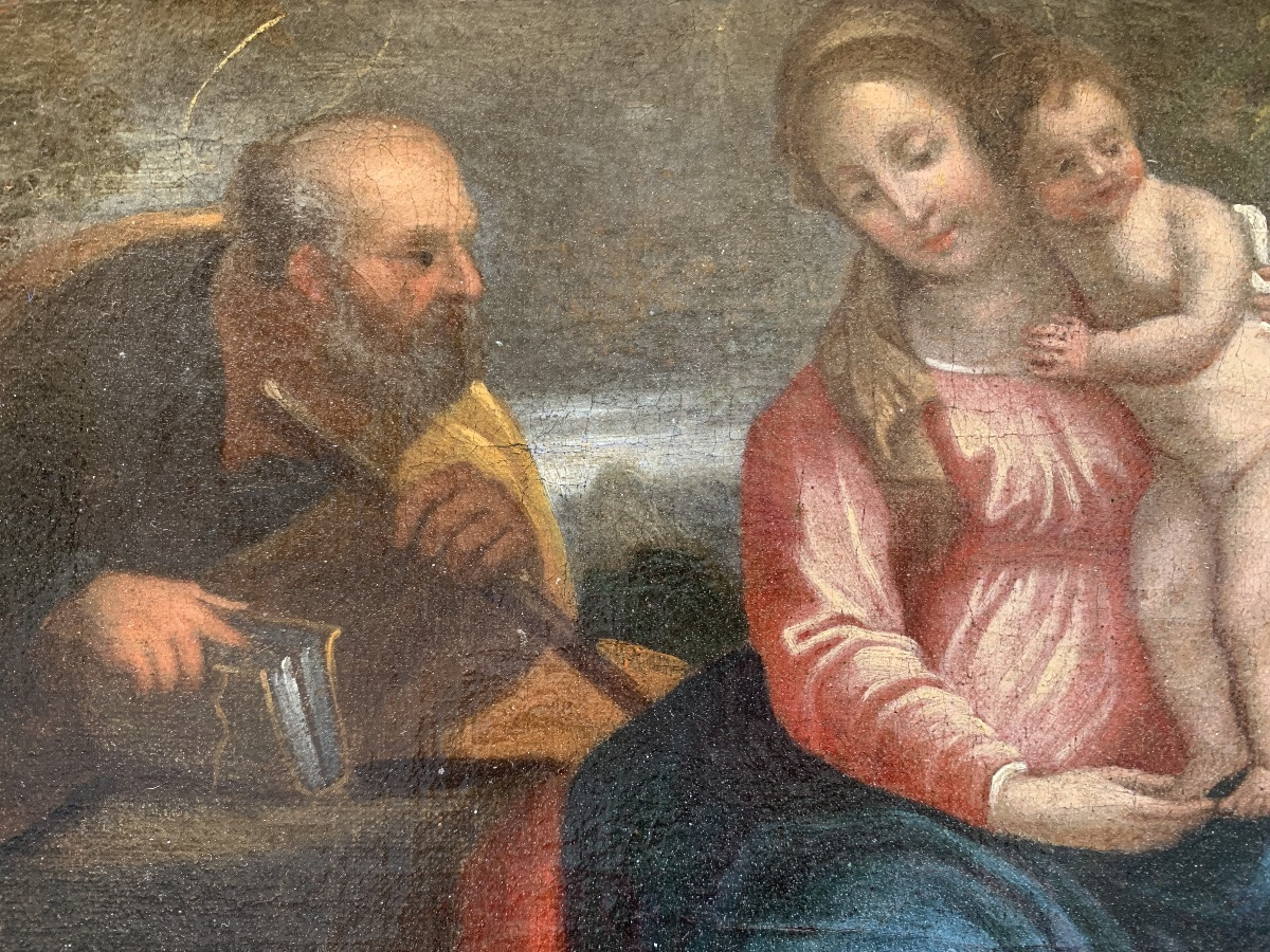 Sainte Famille Avec Saint Jean-baptiste. école Bolonaise. XVIIe Siècle -photo-2