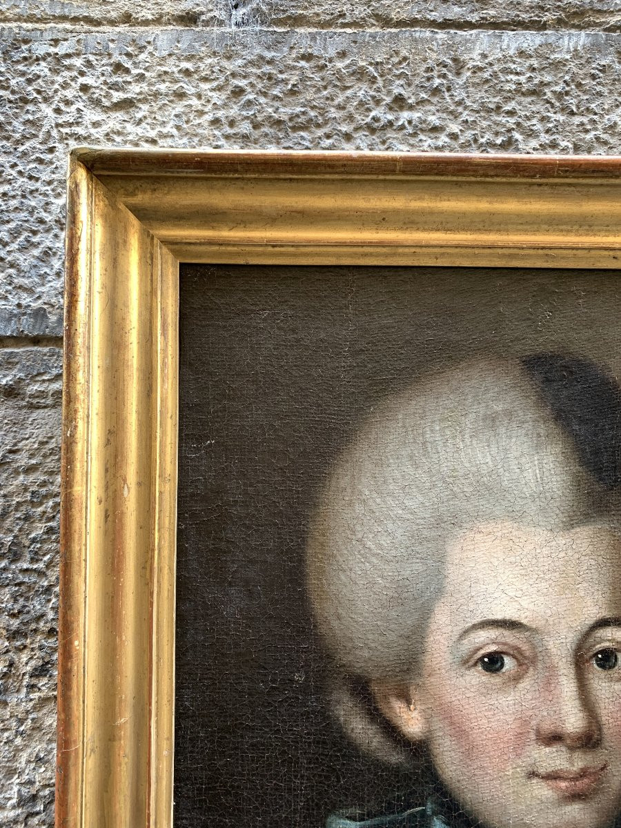 Portrait De Femme Avec Veste Rouge Bordée De Fourrure Et Natte. école Allemande, XVIIIe/xixe-photo-4