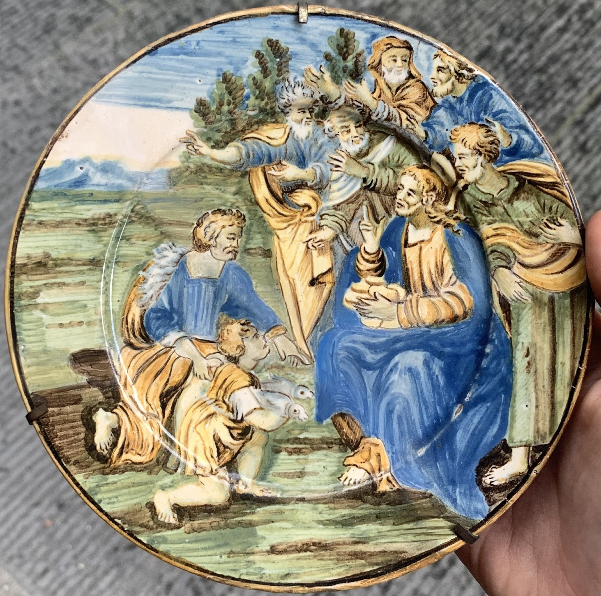 Faïence De Castelli, Assiette Avec Le Miracle Des Pains Et Des Poissons, Milieu Du XVIIIe -photo-7