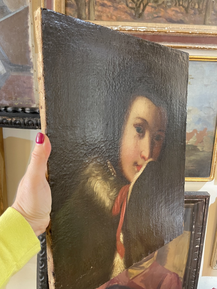 Portrait De Jeune Femme Au Manteau Bordé De Fourrure.  Entourage De Pietro Rotari-photo-2
