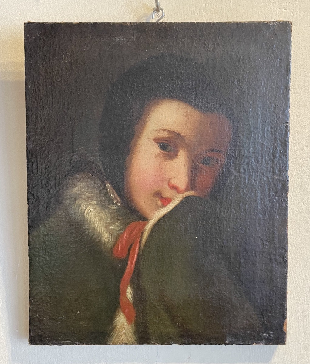 Portrait De Jeune Femme Au Manteau Bordé De Fourrure.  Entourage De Pietro Rotari-photo-5
