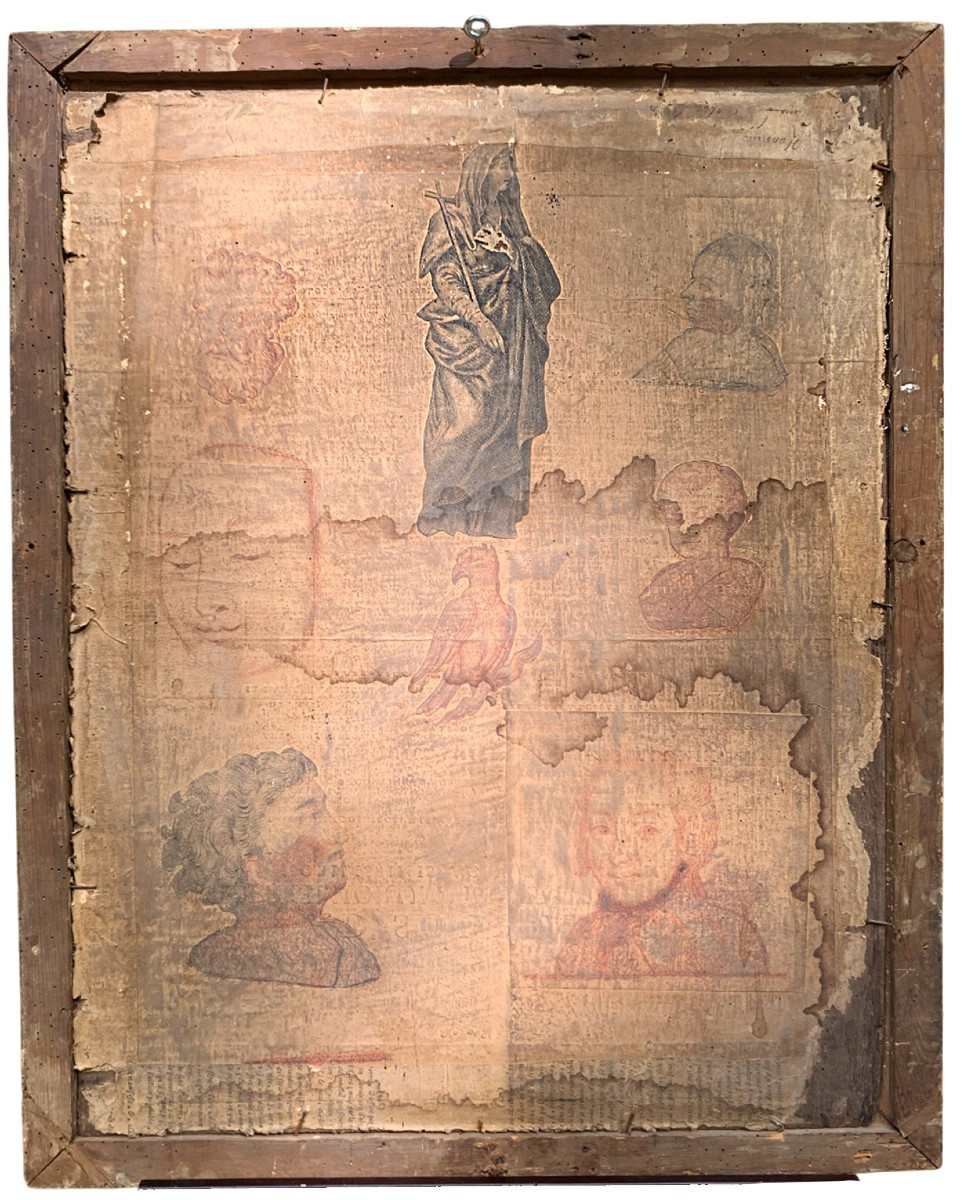 Penitent Mary Magdalene On Oak Panel With Atelier Drawings And Paper Collage On The Reverse. -photo-2