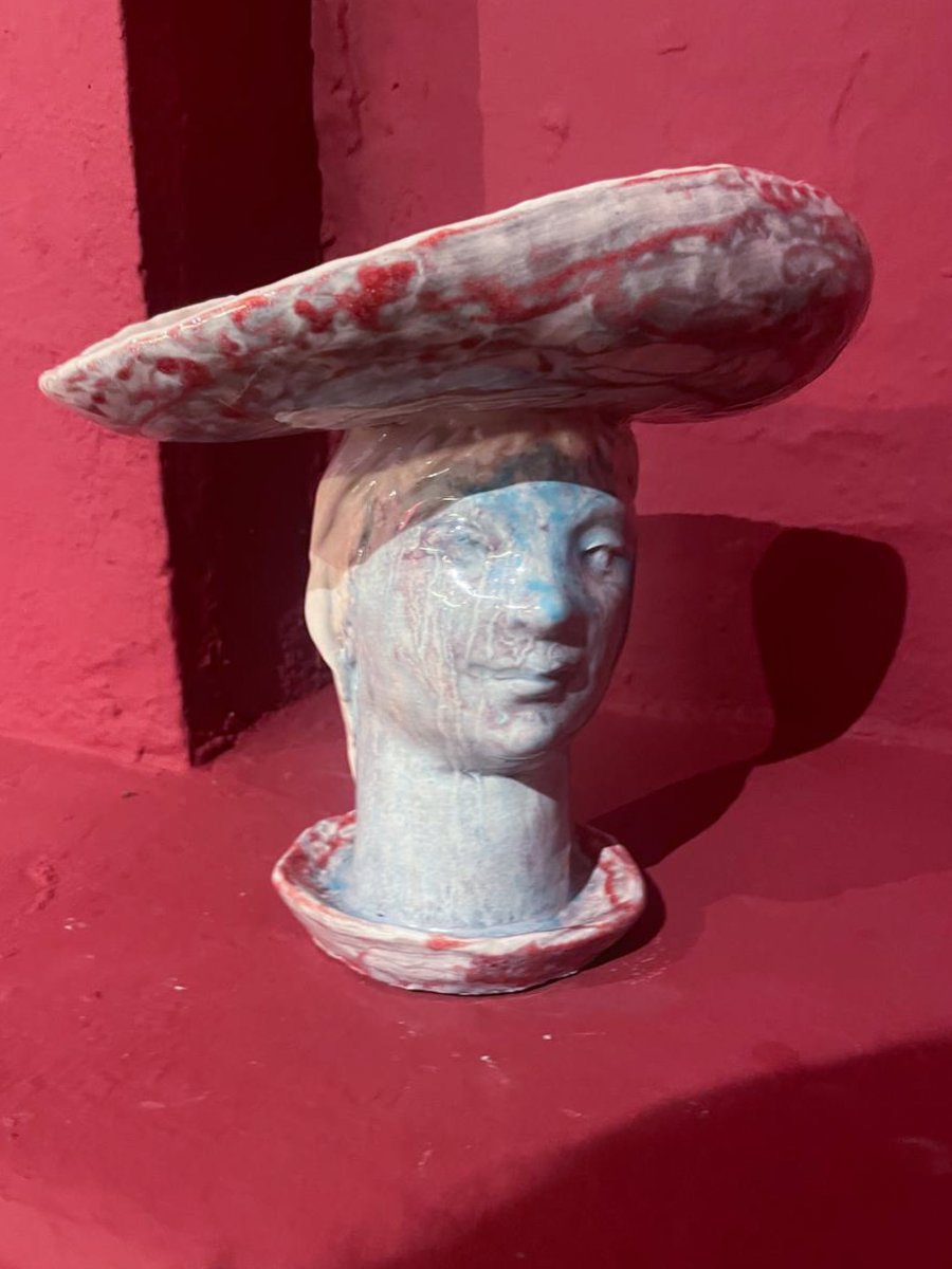 Woman With Hat, Enamelled Ceramic By Giorgio Rossi-photo-5