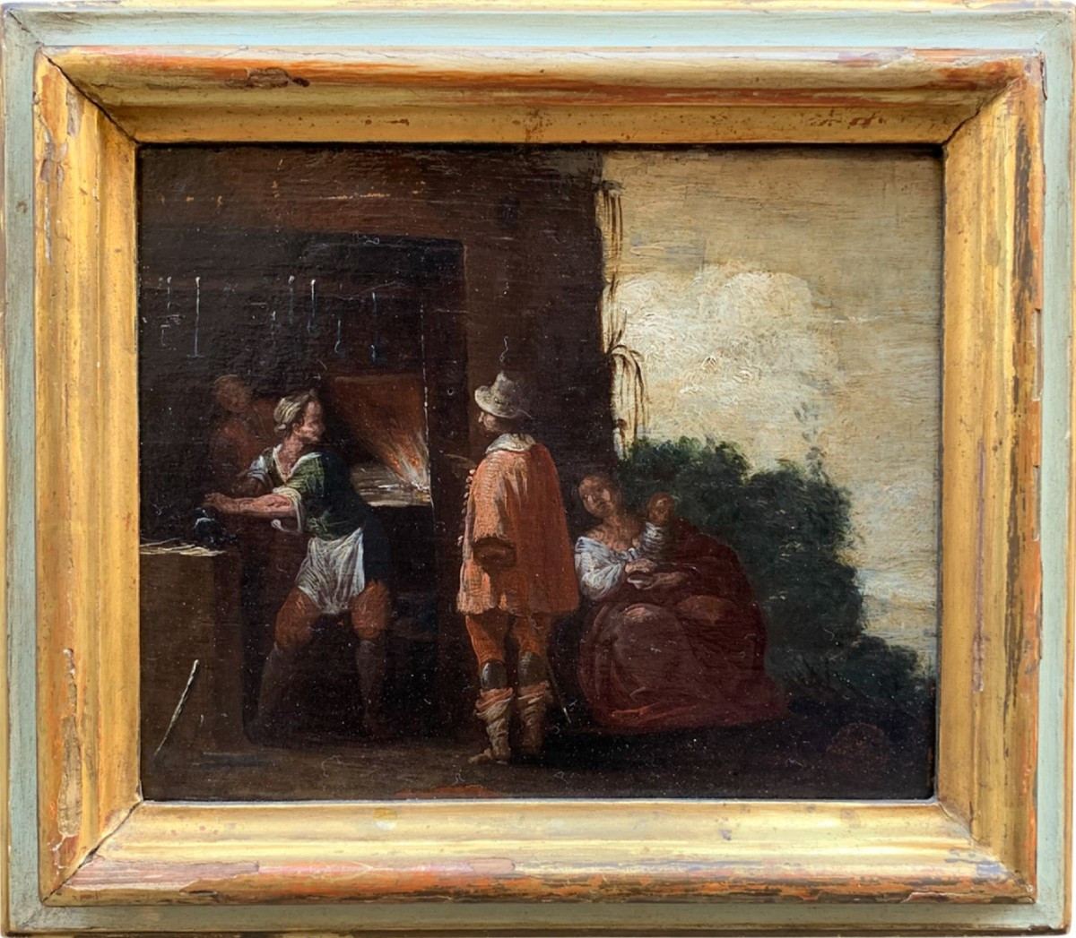 Gentleman With Sword In A Blacksmith’s Forge. Italy, First Half Of The 17th Century