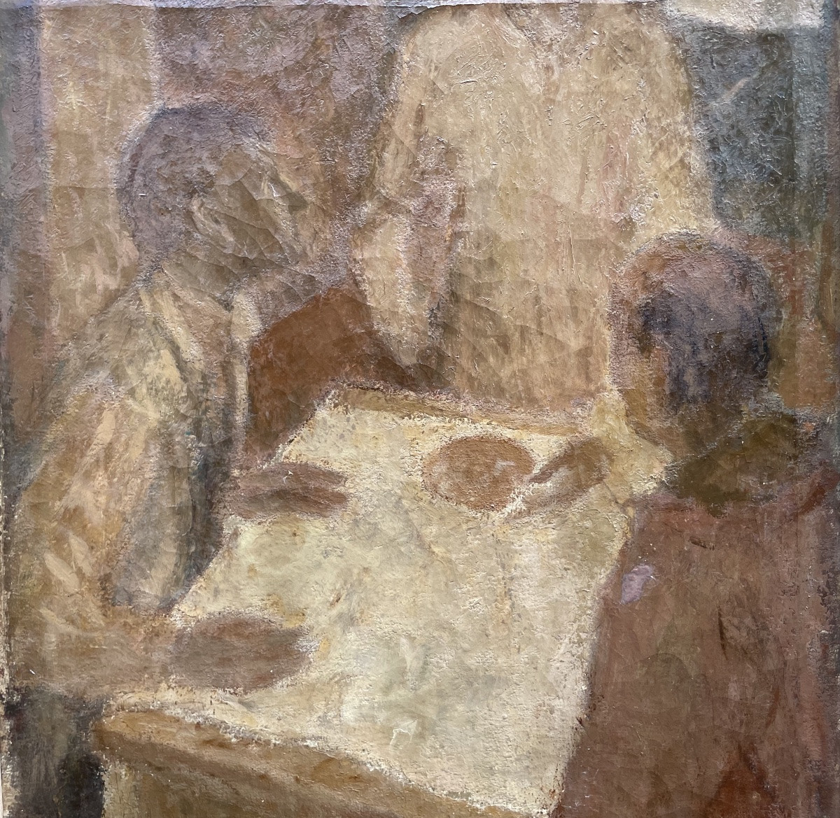 Supper At Emmaus, Signed And Dated 1943 – Roman School (?) . -photo-4