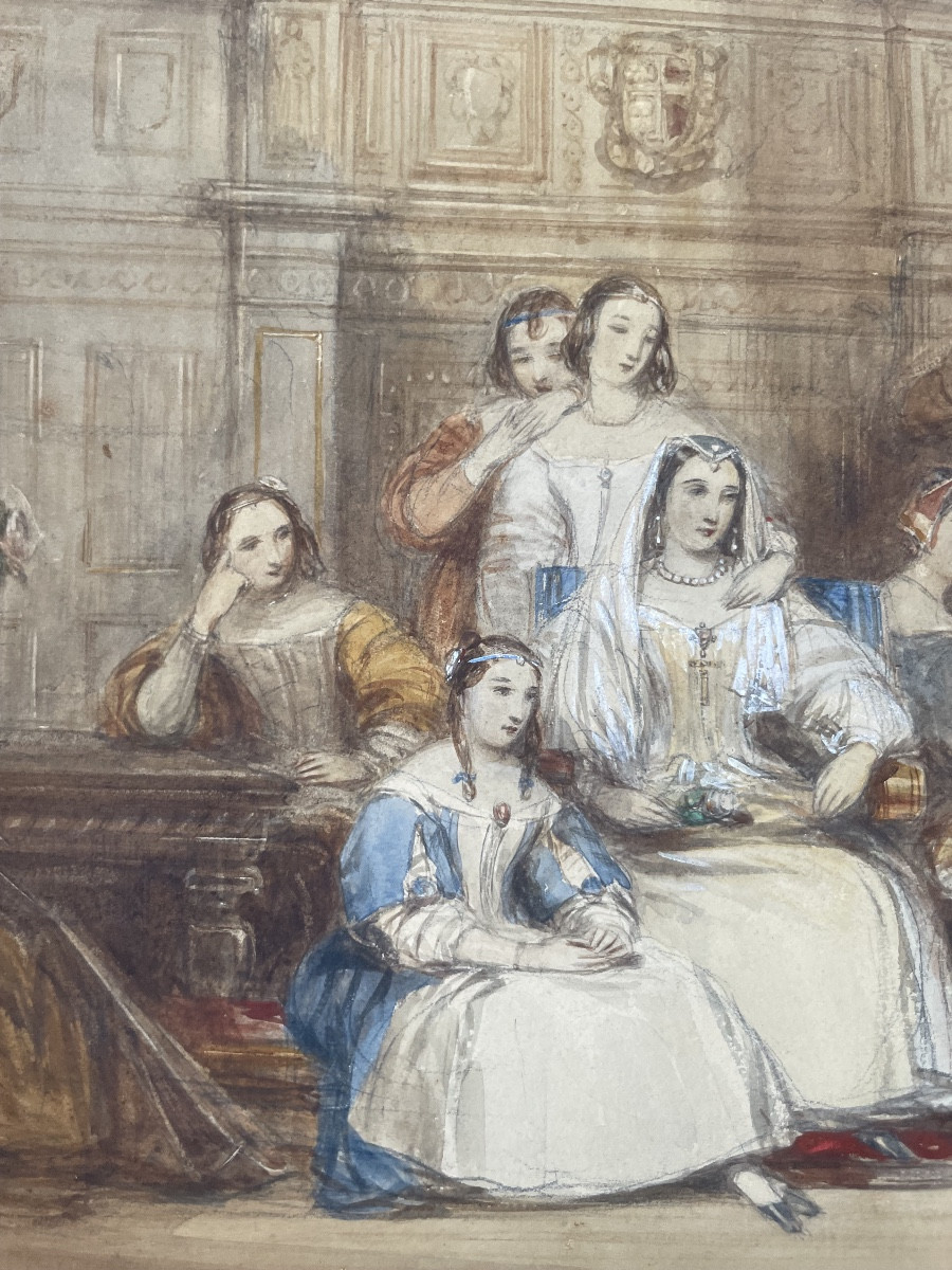 Victorian English Watercolour, Romantic Historical Scene (king Lear?) By Cattermole-photo-7