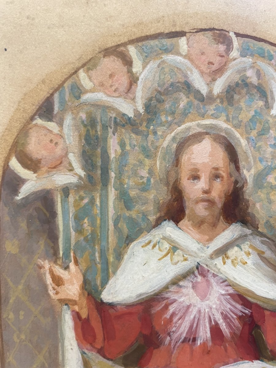 Enrico Reffo (turin, 1831 – 1917) Sketch For An Altarpiece With The Sacred Heart Of Jesus-photo-3