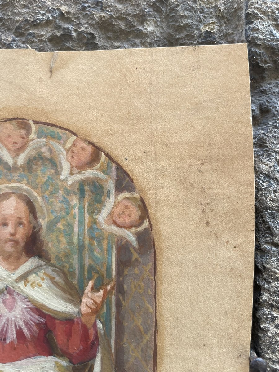 Enrico Reffo (turin, 1831 – 1917) Sketch For An Altarpiece With The Sacred Heart Of Jesus-photo-1