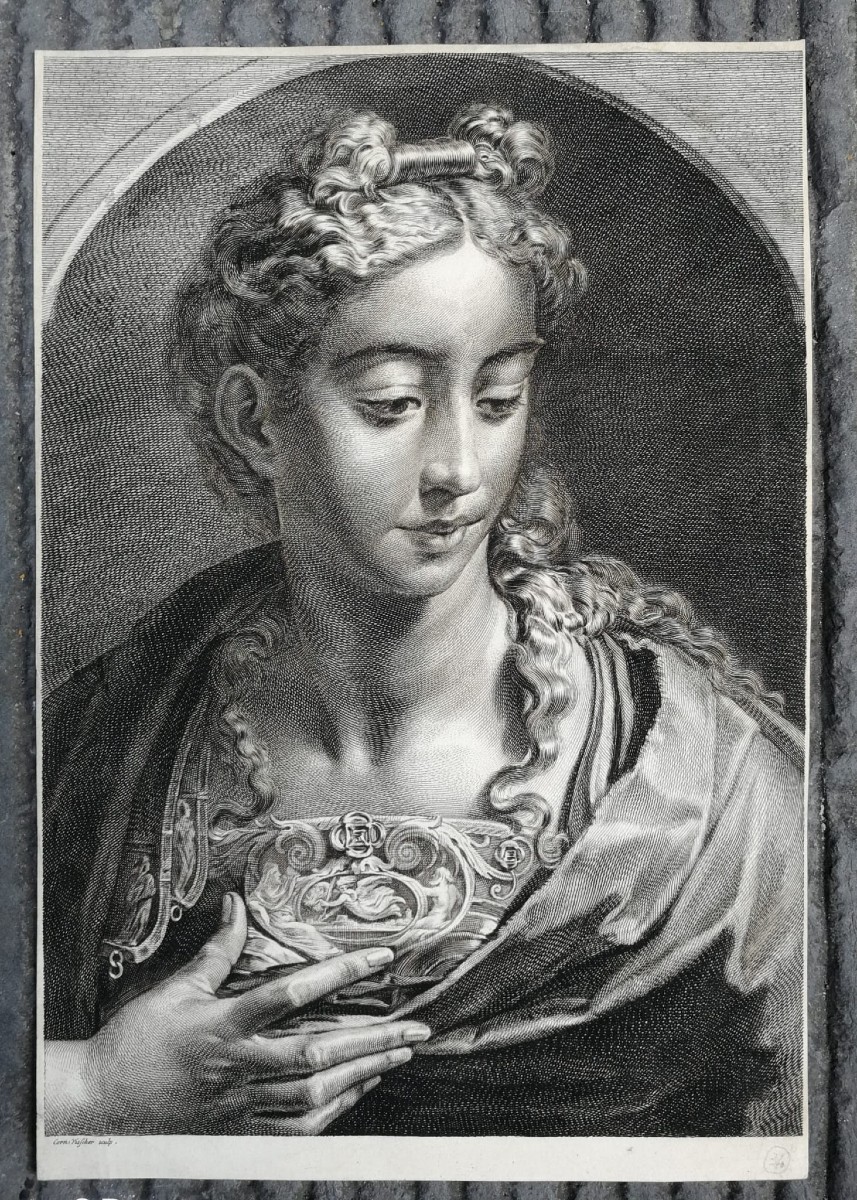 Minerve/Athéna d’après Parmigianino – Gravure de Cornelis Visscher, Cabinet Reynst, XVII–XVIIIe-photo-8