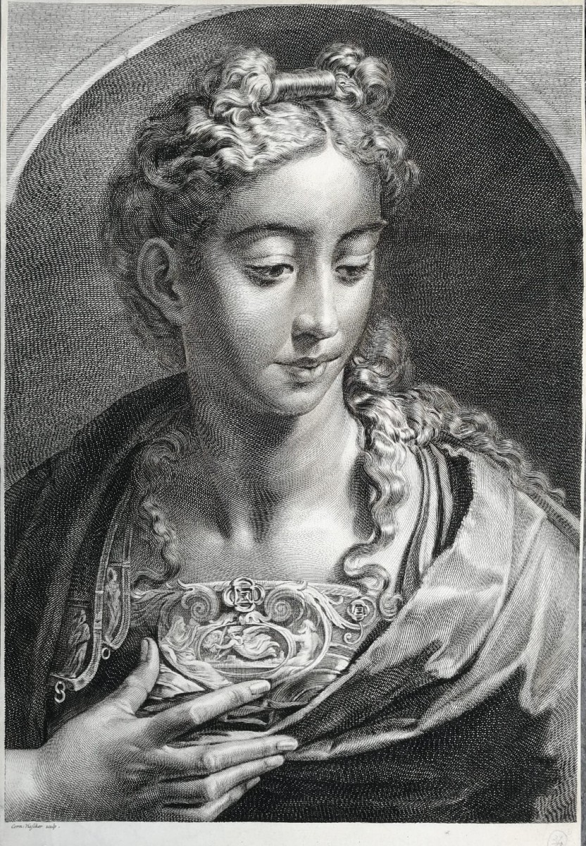 Minerve/Athéna d’après Parmigianino – Gravure de Cornelis Visscher, Cabinet Reynst, XVII–XVIIIe