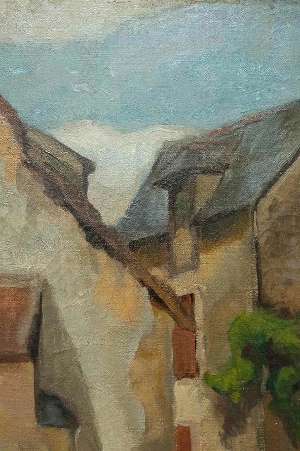 Paysans et raisins dans un village aux toits d’ardoise. Postimpressionnisme, Bretagne/Normandie-photo-4