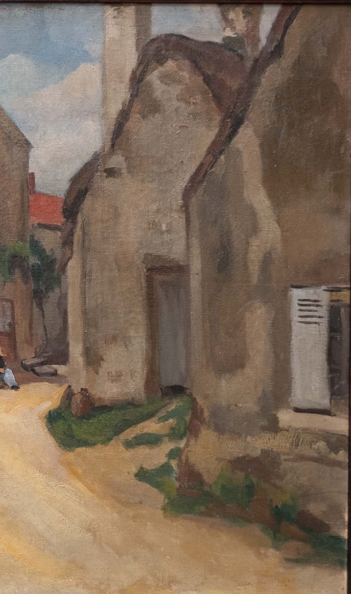Paysans et raisins dans un village aux toits d’ardoise. Postimpressionnisme, Bretagne/Normandie-photo-2