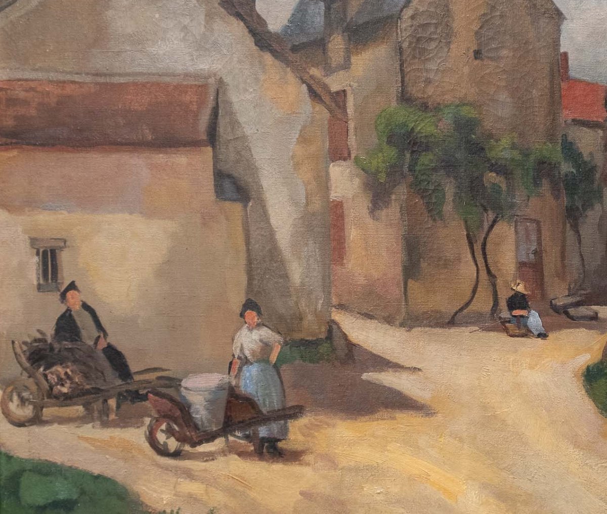 Paysans et raisins dans un village aux toits d’ardoise. Postimpressionnisme, Bretagne/Normandie-photo-8